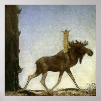 "Leap the Elk" Wasserfarbe von John Bauer