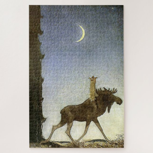 "Leap the Elk" Wasserfarbe von John Bauer Puzzle (Vertikal)