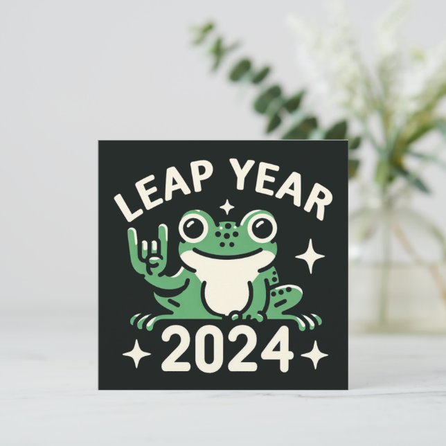 Leap Year 2024 Frog Feiertagskarte (Stehend Vorderseite)