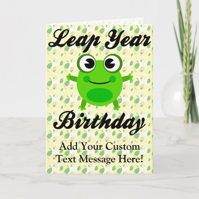 Leap Year Birthday, Cute Frog Karte (Vorderseite)