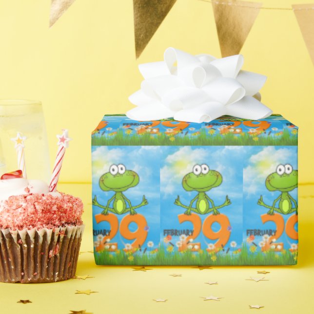 Leap Year Birthday Frosch Geschenkpapier (Geburtstagsparty)
