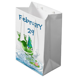 Leap Year Birthday Party Frosch Mittlere Geschenktüte