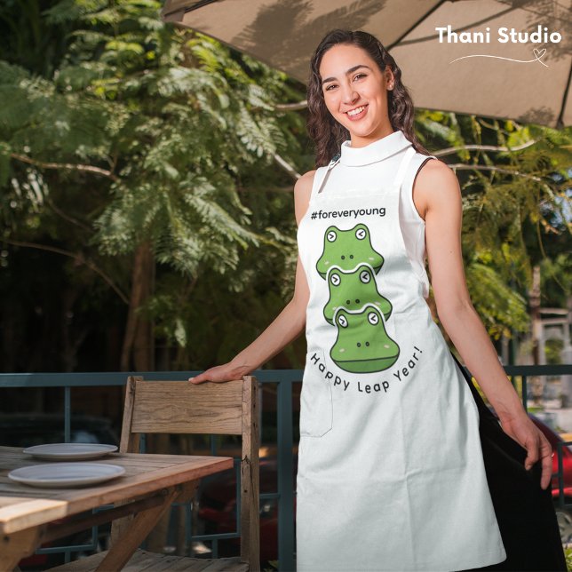 Leap Year Forever Young 3 Frösche Feb 29 Feier Schürze (Von Creator hochgeladen)