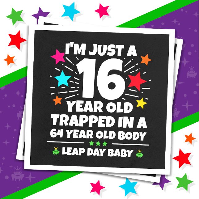 Leap Year Geburtstagsparty 64. Geburtstag Leap Day Serviette (Von Creator hochgeladen)