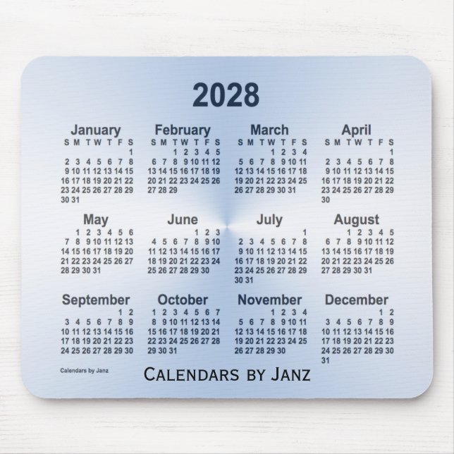 Leap Year White Calendar von Janz Mouse Pad Mousepad (Vorne)