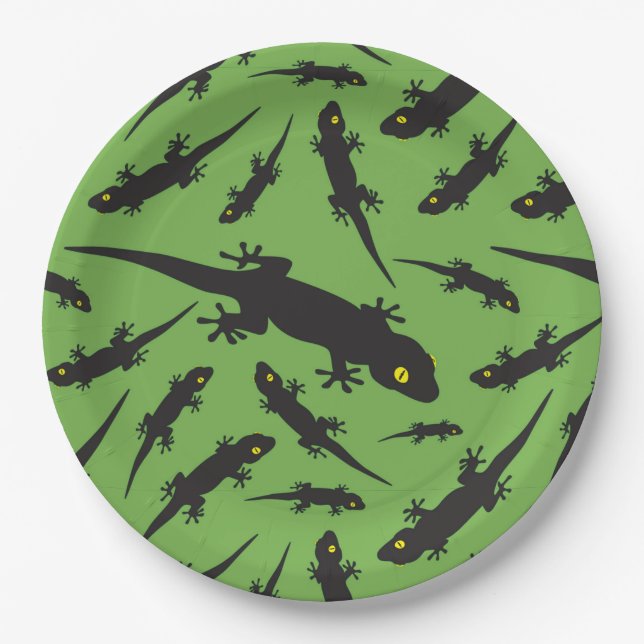 Leapard Reptile Bright Green Gecko Pappteller (Vorderseite)