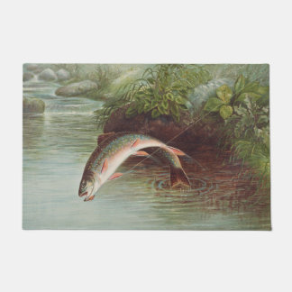 Leaping Brook Trout von Samuel Kilbourne (1874) Fußmatte