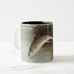 Leaping Brook Trout von Samuel Kilbourne (1874) Zweifarbige Tasse