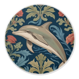 Leaping Dolphin William Morris-Stil Links Gesichte Keramikknauf