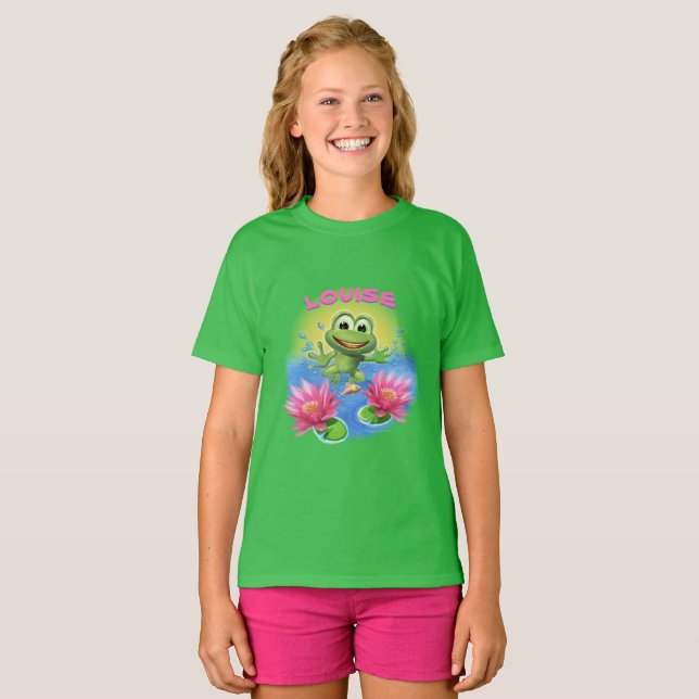 Leaping Frog Girl's T-Shirt Geburtstag (Vorne ganz)