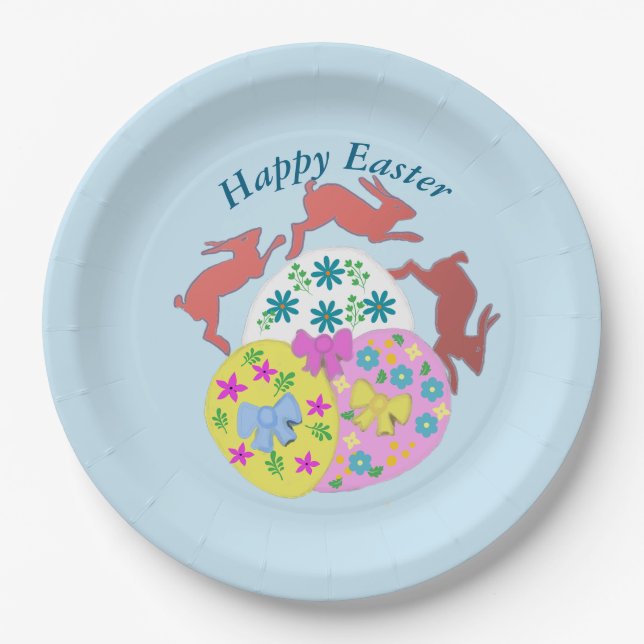Leaping Hares Easter Pappteller (Vorderseite)