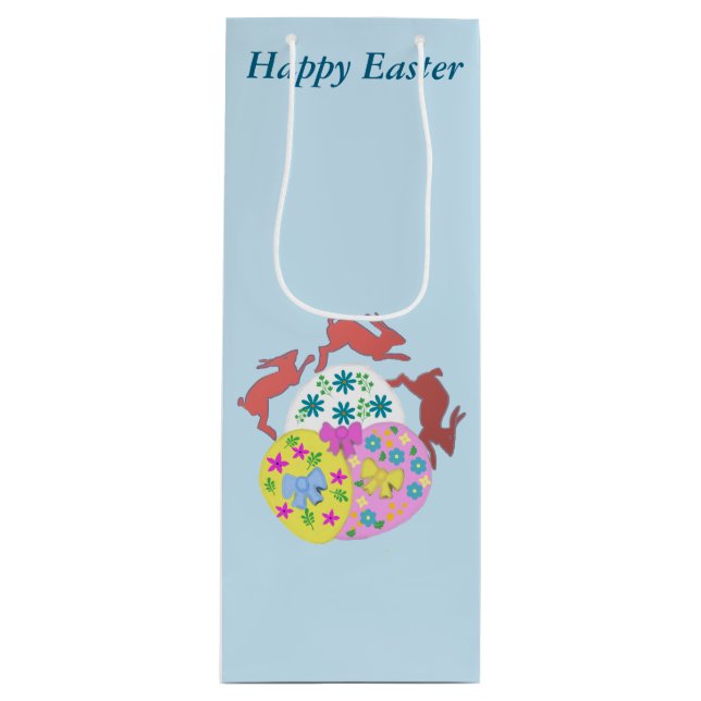 Leaping Hares editable Easter Geschenktüte Für Weinflaschen (Vorderseite)