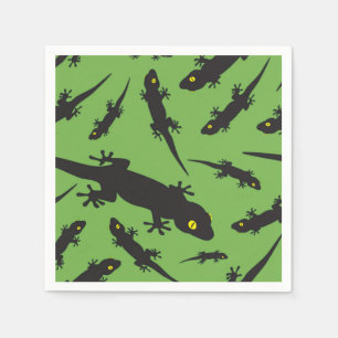 Leaping Lizard Reptile Bright Green Gecko Serviette