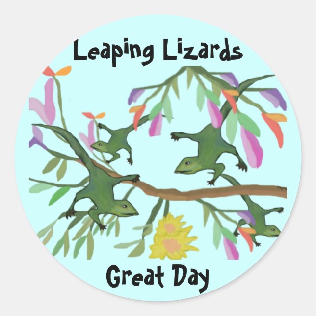 Leaping Lizards Großer Tag Runder Aufkleber (Vorderseite)