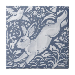 Leaping Rabbit Blue White Botanical Dedham Delft C Fliese