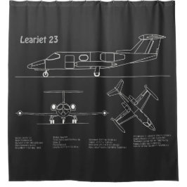 Learjet 23 - Flugzeugkonzept Zeichnend Pläne PD Duschvorhang