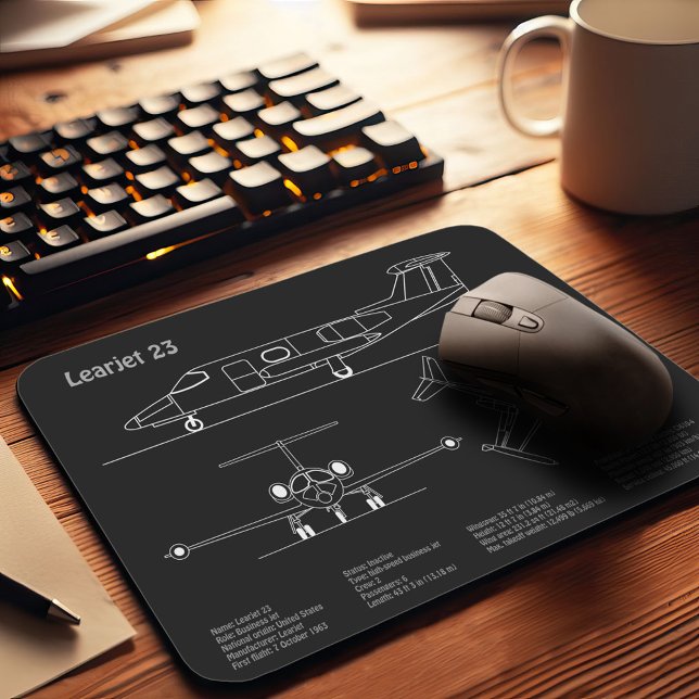 Learjet 23 - Flugzeugkonzept Zeichnend Pläne PD Mousepad (Von Creator hochgeladen)