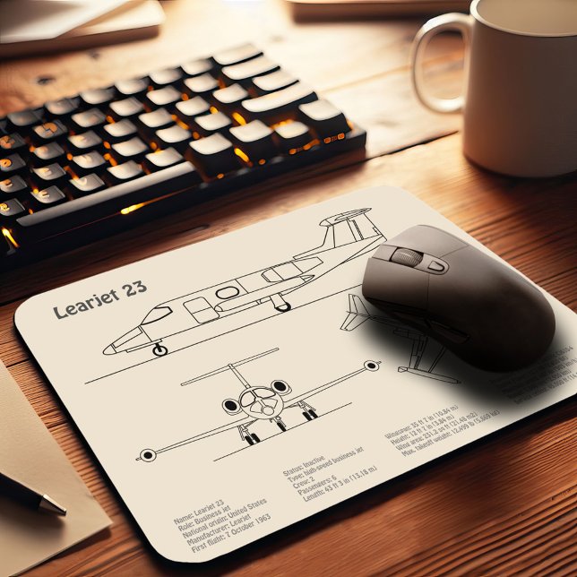 Learjet 23 - Flugzeugkonzeption Zeichnend Pläne SD Mousepad (Von Creator hochgeladen)