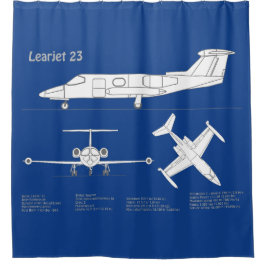 Learjet 23 - Pläne zum Zeichn von Flugzeugkonzepte Duschvorhang