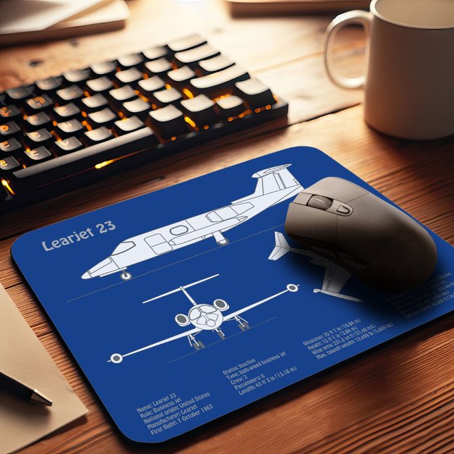 Learjet 23 - Pläne zum Zeichn von Flugzeugkonzepte Mousepad (Von Creator hochgeladen)