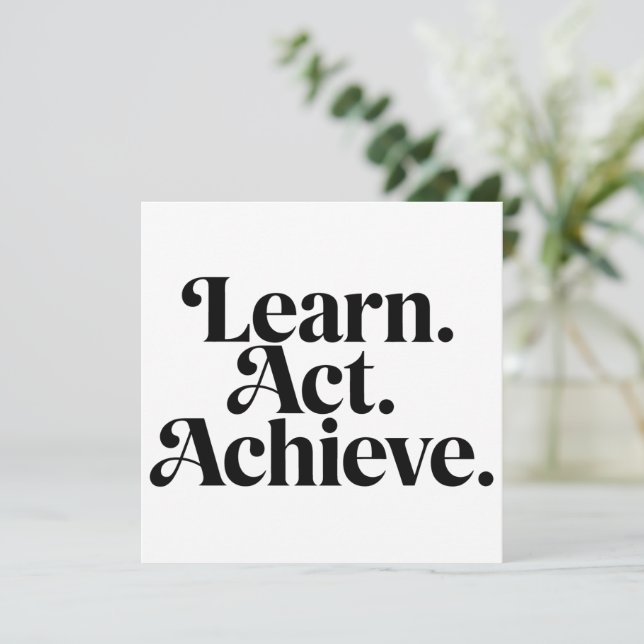 "Learn. Act. Achieve." Feiertagskarte (Stehend Vorderseite)
