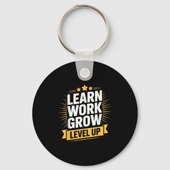 Learn Work Grow Level Up Motivational Growth Insra Schlüsselanhänger (Vorderseite)