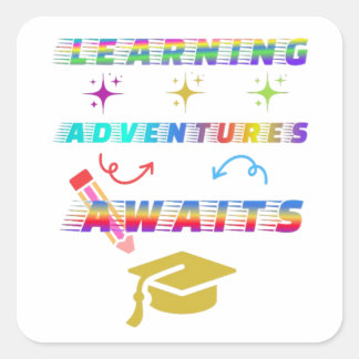 Learning Adventure Awaits, Erster Schultag Quadratischer Aufkleber
