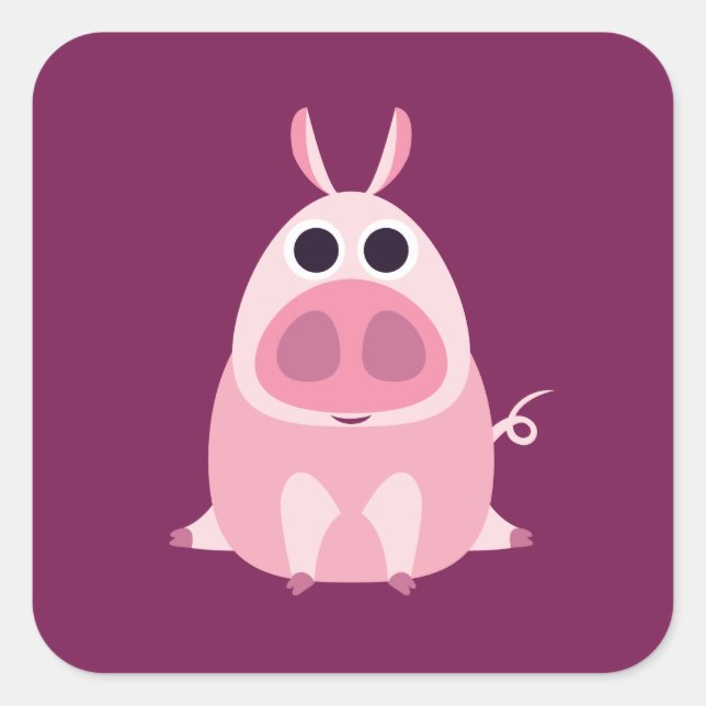 Leary the Pig Quadratischer Aufkleber (Vorderseite)