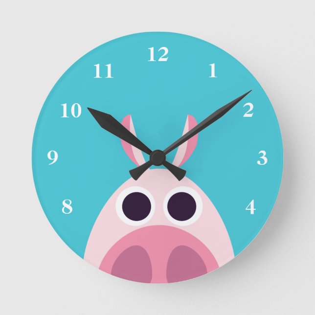 Leary the Pig Runde Wanduhr (Vorderseite)
