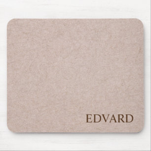 Leather Beige Design Mit Monogramm Mousepad