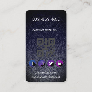 Leather black - Social Media QR Code Business Card Visitenkarte