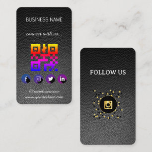 Leather black - Social Media QR Code Business Card Visitenkarte