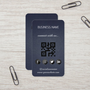 Leather black - Social Media QR Code Business Card Visitenkarte