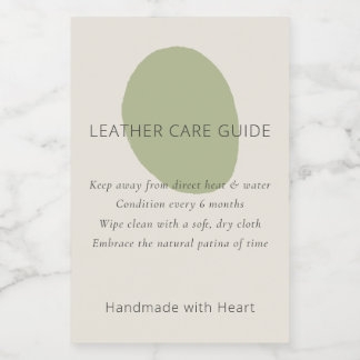 Leather Care Guide Sage Artisan 2x3 Custom Label Weinetikett