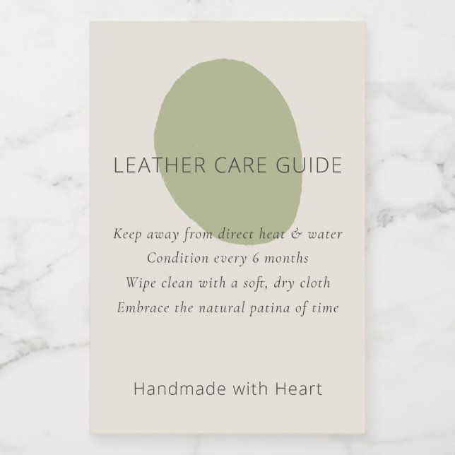 Leather Care Guide Sage Artisan 2x3 Custom Label Weinetikett (Einzelnes Label)