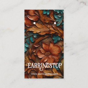 Leather Design Western Muster Earring Cards Visitenkarte