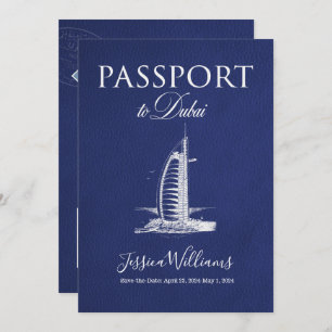 Leather Dubai Passport Save the Date Einladung