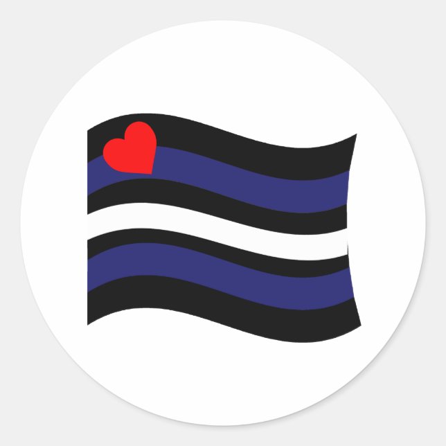 LEATHER FLAG WAVING RUNDER AUFKLEBER (Vorderseite)