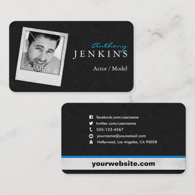 Leather Foto Frame Actor Business Cards Visitenkarte (Vorne/Hinten)