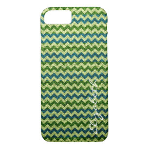 Leather Green Minze Zickzack Stripes Muster Case-Mate iPhone Hülle
