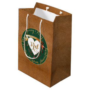 Leather Image Green für den dritten Jahrestag der  Mittlere Geschenktüte