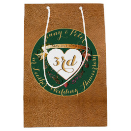 Leather Image Green für den dritten Jahrestag der Mittlere Geschenktüte