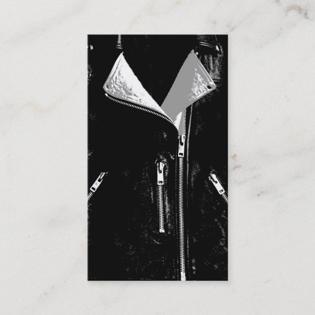 Leather Jacket Weiße Visitenkarte schwarz (Vorderseite)