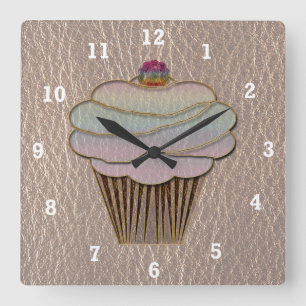 Leather-Look Baking Soft Quadratische Wanduhr