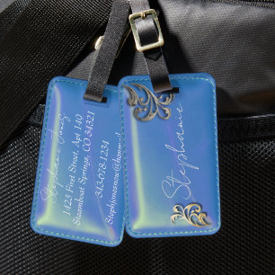 Leather Look Blue Backpack Gepäckanhänger