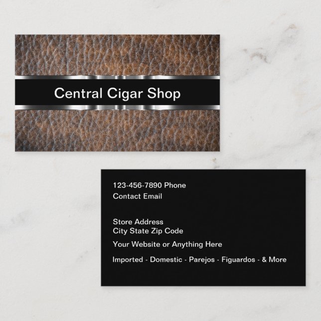 Leather Look Classy Cigar Shop Terminkarte (Vorne/Hinten)