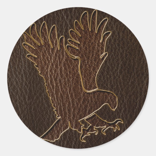 Leather Look Eagle Dark Runder Aufkleber (Vorderseite)