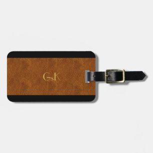 Leather Look Gold Monogram Führungskraft Gepäckmar Gepäckanhänger