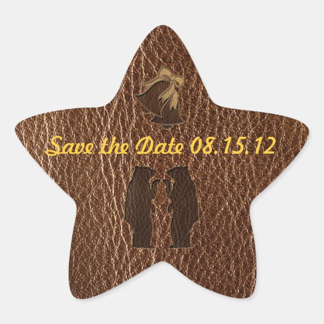 Leather-Look Hochzeit Stern-Aufkleber (Vorderseite)