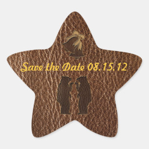 Leather-Look Hochzeit Stern-Aufkleber